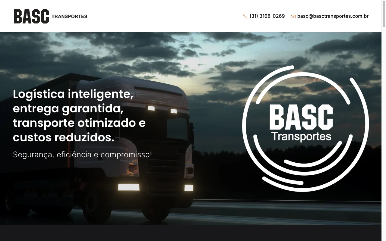 Captura de tela do site BASC Transportes