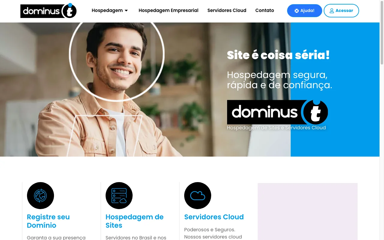 Captura de tela do site DominusTI